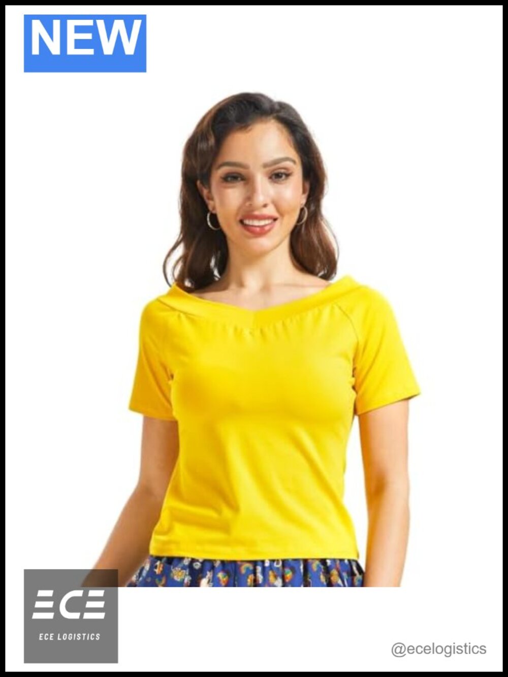 Stretch Cotton Boat Neck Short Sleeve Retro Knit Top